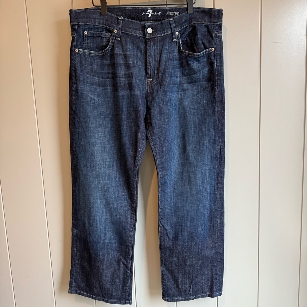 7 For All Mankind Austyn Jeans Mens 36x28 Dark Wash Straight Leg Designer Denim